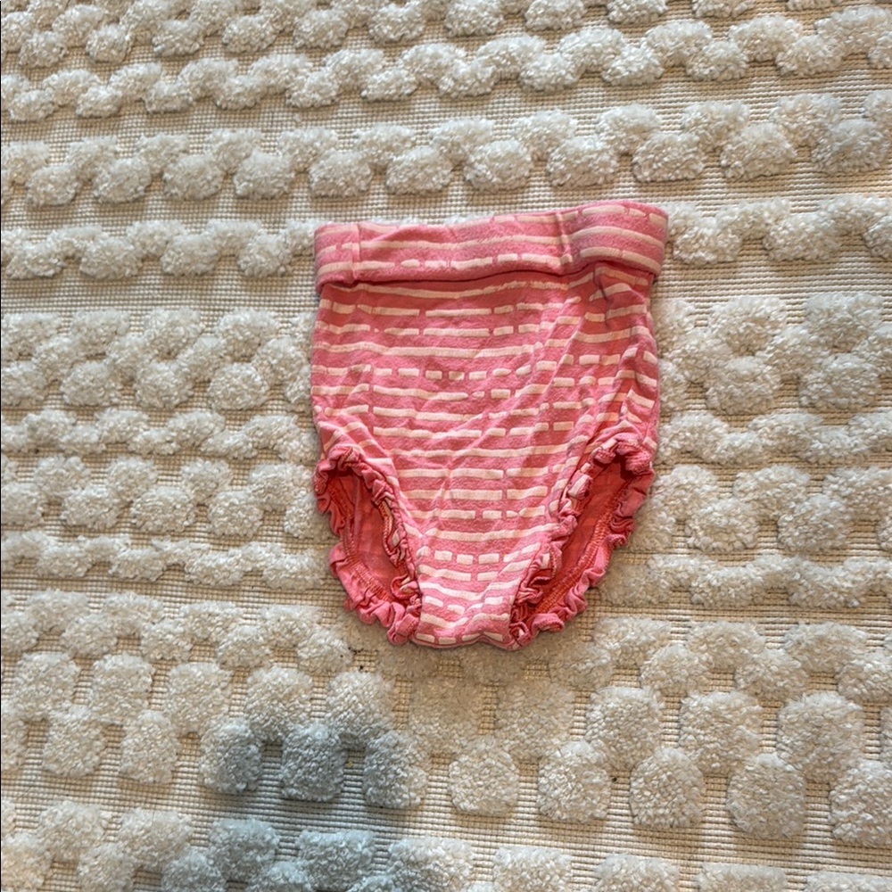 Pink Striped Ruffle Bloomer 12-18m